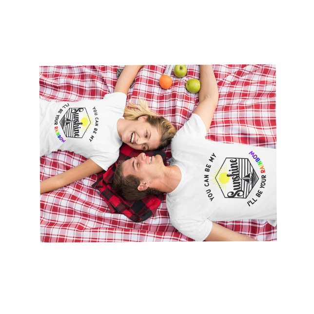 Camiseta Amor entre sol e arco-íris (You can be my Sunshine. I'll be your Rainbow.)