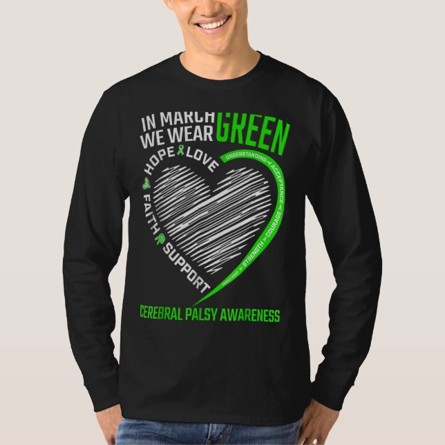 Camiseta Amor Esperança Consciência Vestimos Cerebral Verde (Frente)