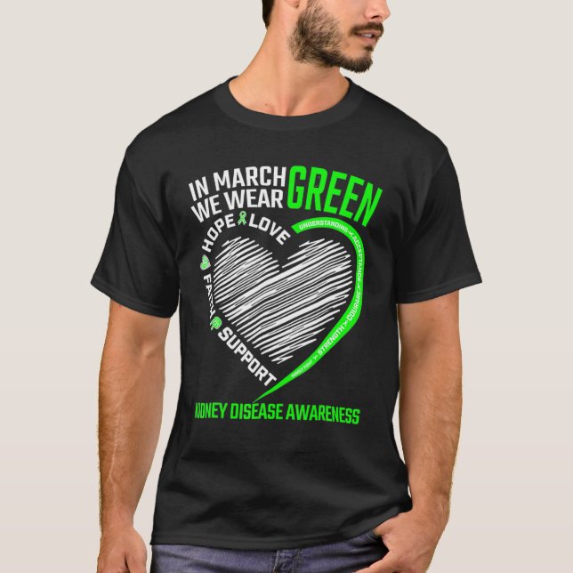 Camiseta Amor Esperança Marcha de Fé Vestimos Doença Renal  (Frente)