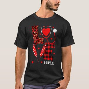 Camiseta Amor Estetoscópio Cardíaco Enfermeiro Vida Leopard