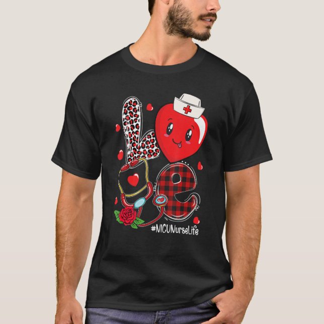 Camiseta AMOR Estetoscópio Cardíaco NICU Enfermeiro Namorad (Frente)