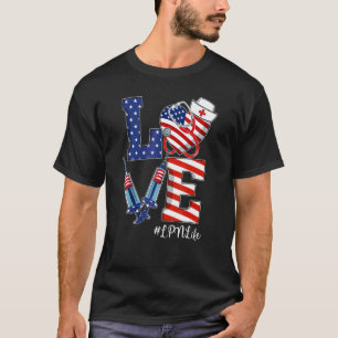 Camiseta Amor Estetoscópio Lpn Vida Enfermeira EUA 4 De Jul