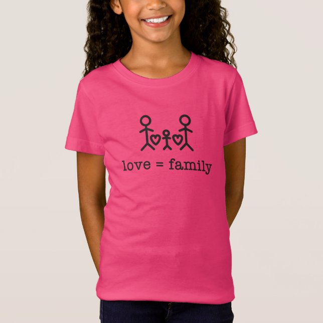 Camiseta Amor = Família, Camisa-T da Menina (Frente)