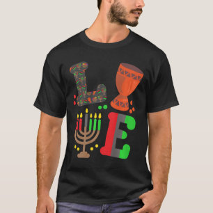 Camiseta Amor Feliz Kwanzaa Mapa Africano Kinara Velas Home