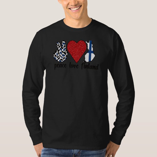 Camiseta Amor Finlândia Orgulhosa Bandeira Finlandesa Raíze (Frente)