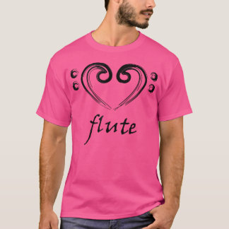 Camiseta Amor Flauta Coração Fluta Mão Desenhada Amor Por F