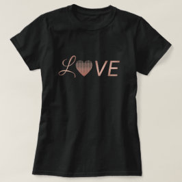 Camiseta Amor forma cardíaca amour rosa dourado blusa cor-d