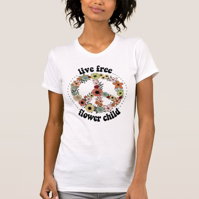 Camiseta Amor Free Flower Child The 60's Floral -  (Frente)