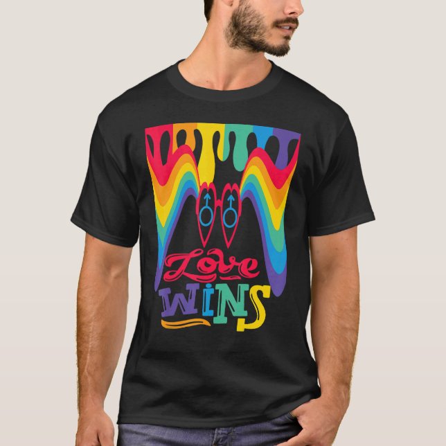 Camiseta Amor ganha arco-íris com símbolo de Marte para Gay (Frente)