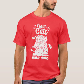 Camiseta Amor Gatos Odeiam Cães Gato Amante de os animais d