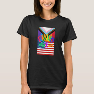 Camiseta Amor Gay USA Orgulhoso LGBTQ+ Fofo Estético Premiu