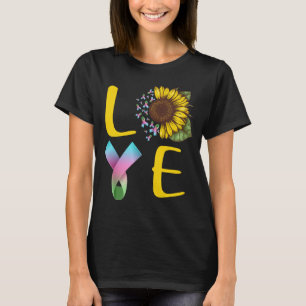 Camiseta Amor girassol de fita de câncer de mama metastás