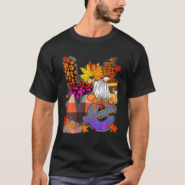 Camiseta Amor Gnome Happy Fall Y Outono Fall (Frente)