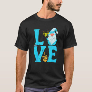 Camiseta Amor Gnome judeu Hanukkah Pajamas Chanukah Mens W