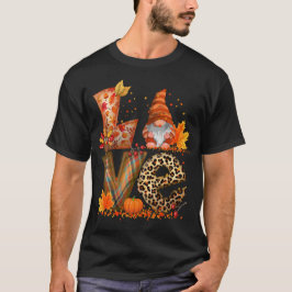 Camiseta AMOR Gnomo Cai na Pumpkin Ação de Graças