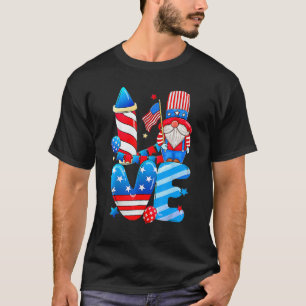 Camiseta Amor Gnomos 4 De Julho Dos Eua Bandeiras Crianças