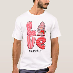 Camiseta Amor Gnomos Enfermeira Namorados Corações Estetosc