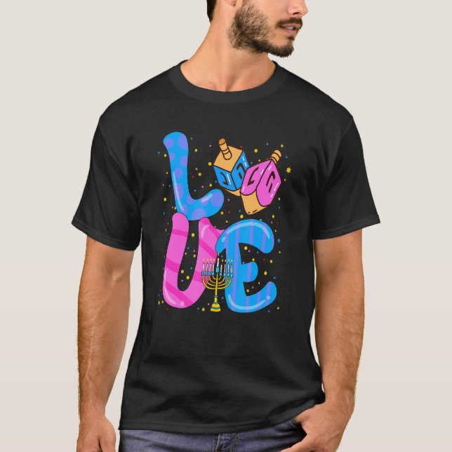 Camiseta Amor Hanukkah Dreidel Happy Chanukkah Costume Jewi (Frente)