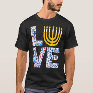 Camiseta Amor Hanukkah Menorah Pajama Judeu Para Homens Mul