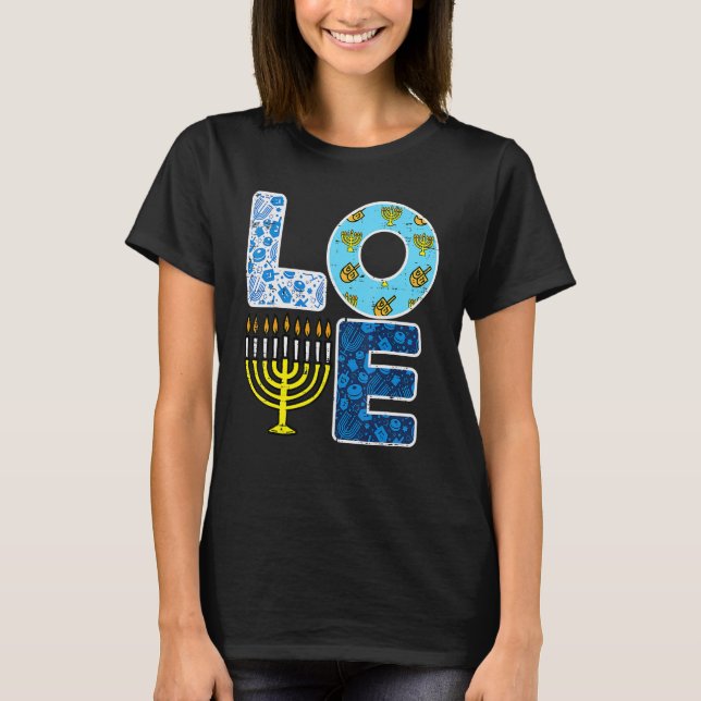 Camiseta Amor Hanukkiah Menorah Judeu Hanukkah Chanukah Men (Frente)