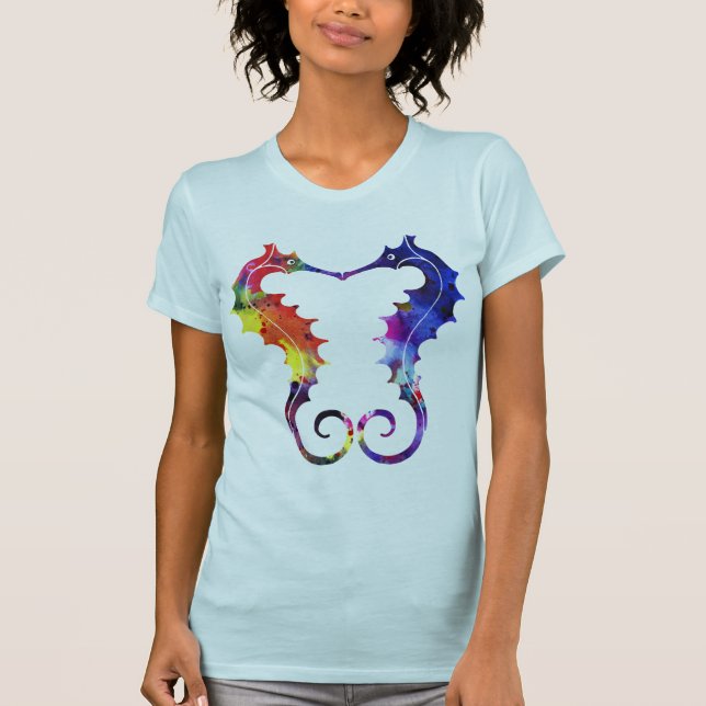 Camiseta Amor & harmonia dobro dos cavalos marinhos | (Frente)