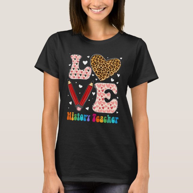 Camiseta Amor História do Coração Professor Leopard Xadrez  (Frente)