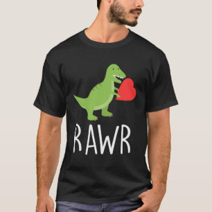 Camiseta Amor Hoodie Rawr Dinosaur Heart Men Mulheres Mãe