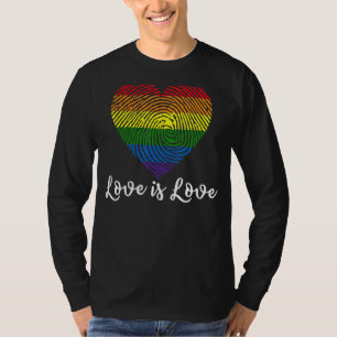 Camiseta Amor Impressão Digital Arco-Íris Gay Lésbica