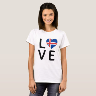 Camiseta Amor - Islândia Flag