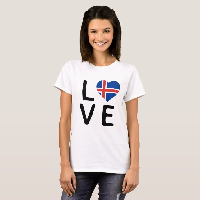Camiseta Amor - Islândia Flag (Frente Completa)