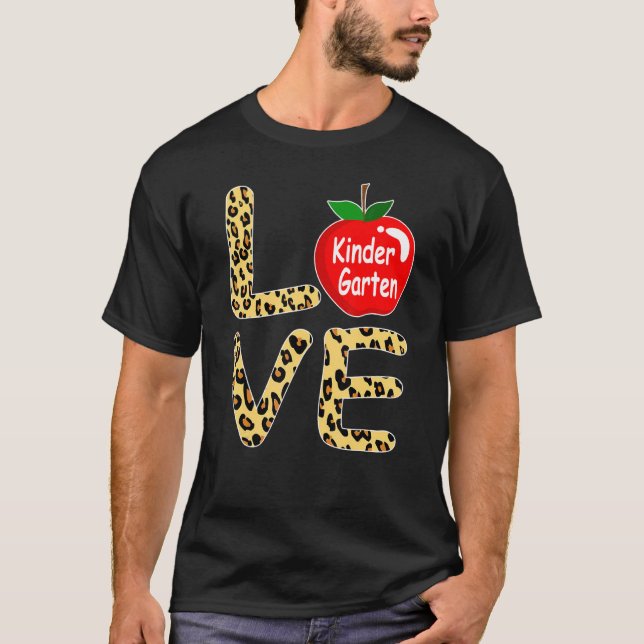 Camiseta Amor Jardim De Infância Leopard De Volta À Escola  (Frente)