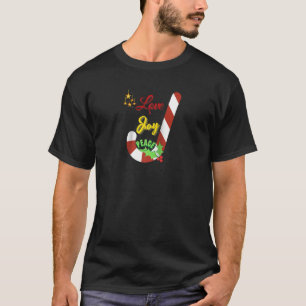 Camiseta Amor Joy Peace Candy Cane Star Long Slee