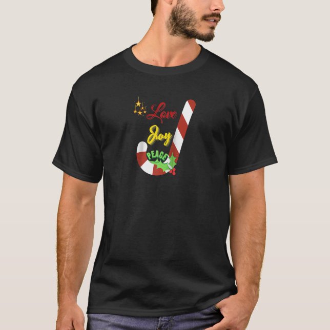 Camiseta Amor Joy Peace Candy Cane Star Long Slee (Frente)