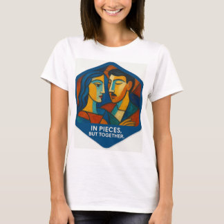 Camiseta amor juntos, impressão de arte cubista
