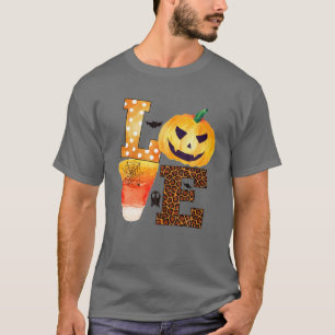 Camiseta AMOR Leopardo Funny Pumpkin Candy Corn Happy Hallo