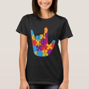 Camiseta Amor Linguagem de Sinais Autismo Suporte a Consciê