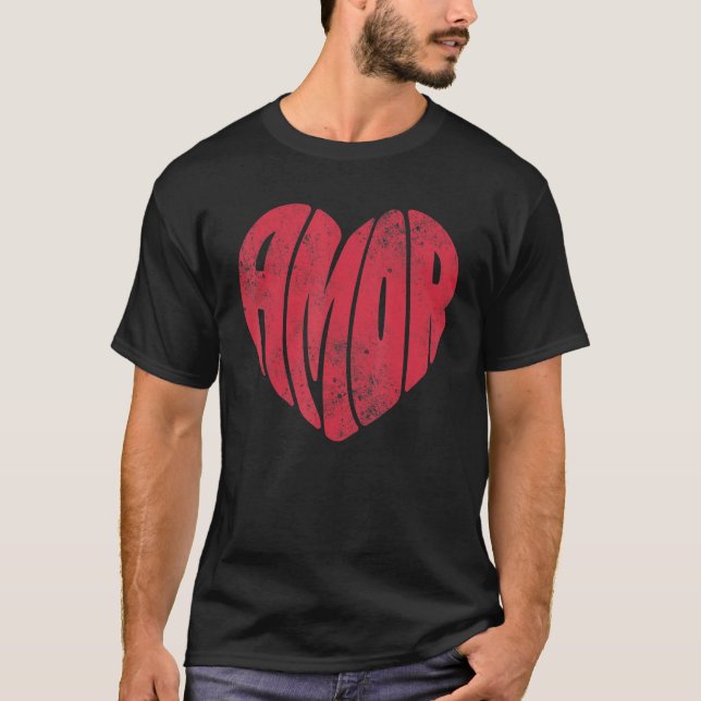 Camiseta AMOR Love Valentine's Day Retro Groovy Valentine H (Frente)