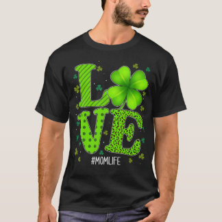Camiseta Amor Mãe Verde Xadrez Leopardo Dia de São Patrício