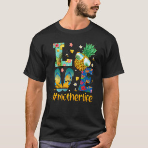 Camiseta Amor Mãe Vida Chinelos Óculos escuros Ananás