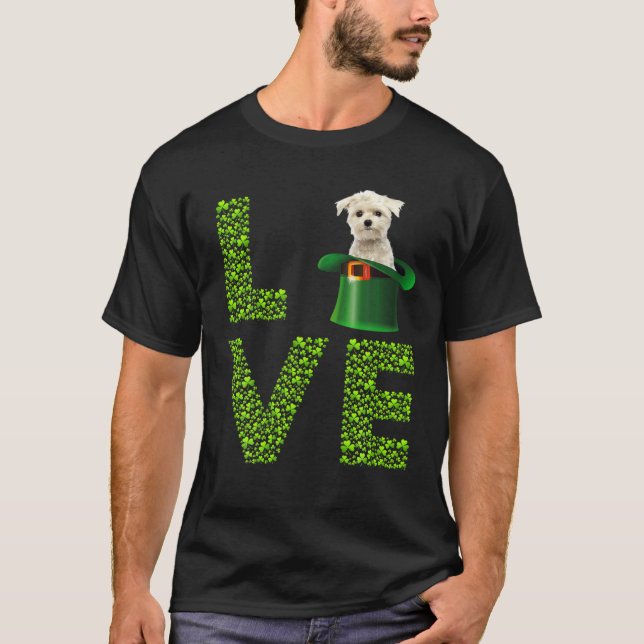 Camiseta Amor Maltês Leprechaun Lover Shamrock Rua Patrick' (Frente)