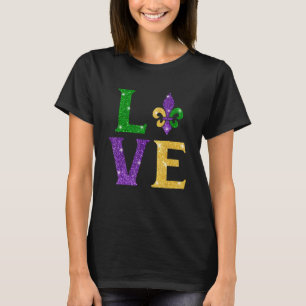 Camiseta AMOR Mardi Gras Fleur De Lys Homens Engraçados Mul