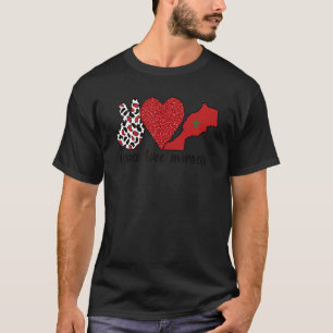Camiseta Amor Marrocos orgulha-se do marroquino bandeiras m