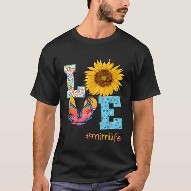 Camiseta AMOR Mimi Chinelos de vida Hippie Sunflower Summer (Frente)