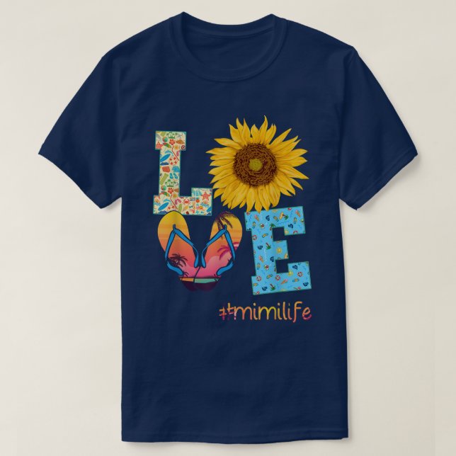 Camiseta AMOR Mimi Chinelos de vida Hippie Sunflower Summer (Frente do Design)