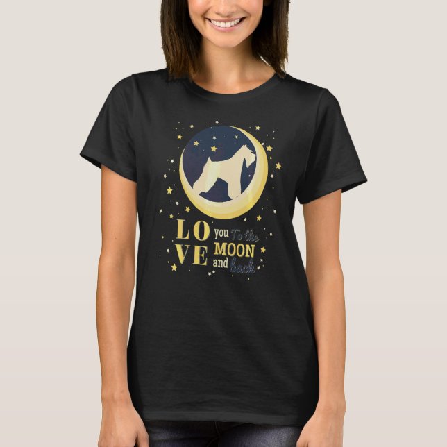 Camiseta Amor Miniatura Cão Schnauzer À Lua (Frente)