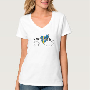 Camiseta Amor Moderno Bandeira da Suécia Lembrança Sueca