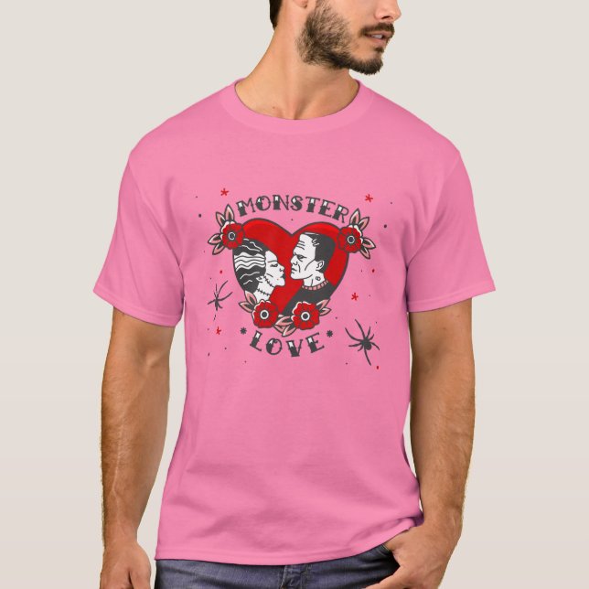 Camiseta amor monstro rockabilly frankenstein valentine (Frente)