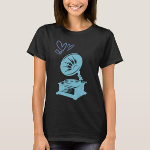Camiseta Amor Música Velha Escola Gramofone