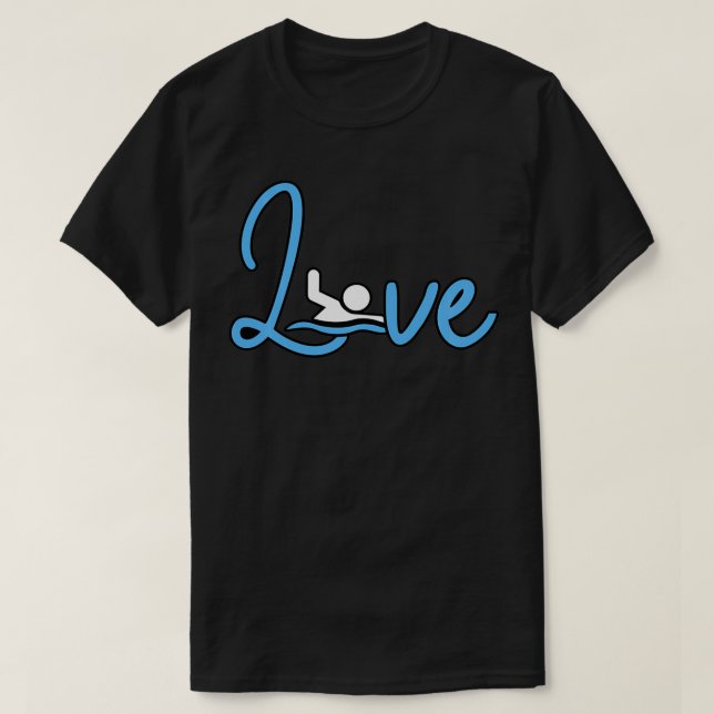 Camiseta Amor Nadando Engraçado Nadador Natação Treinador H (Frente do Design)