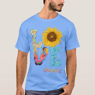 Camiseta AMOR Nana Chinelos de Dedo Girassol Verão Mãe